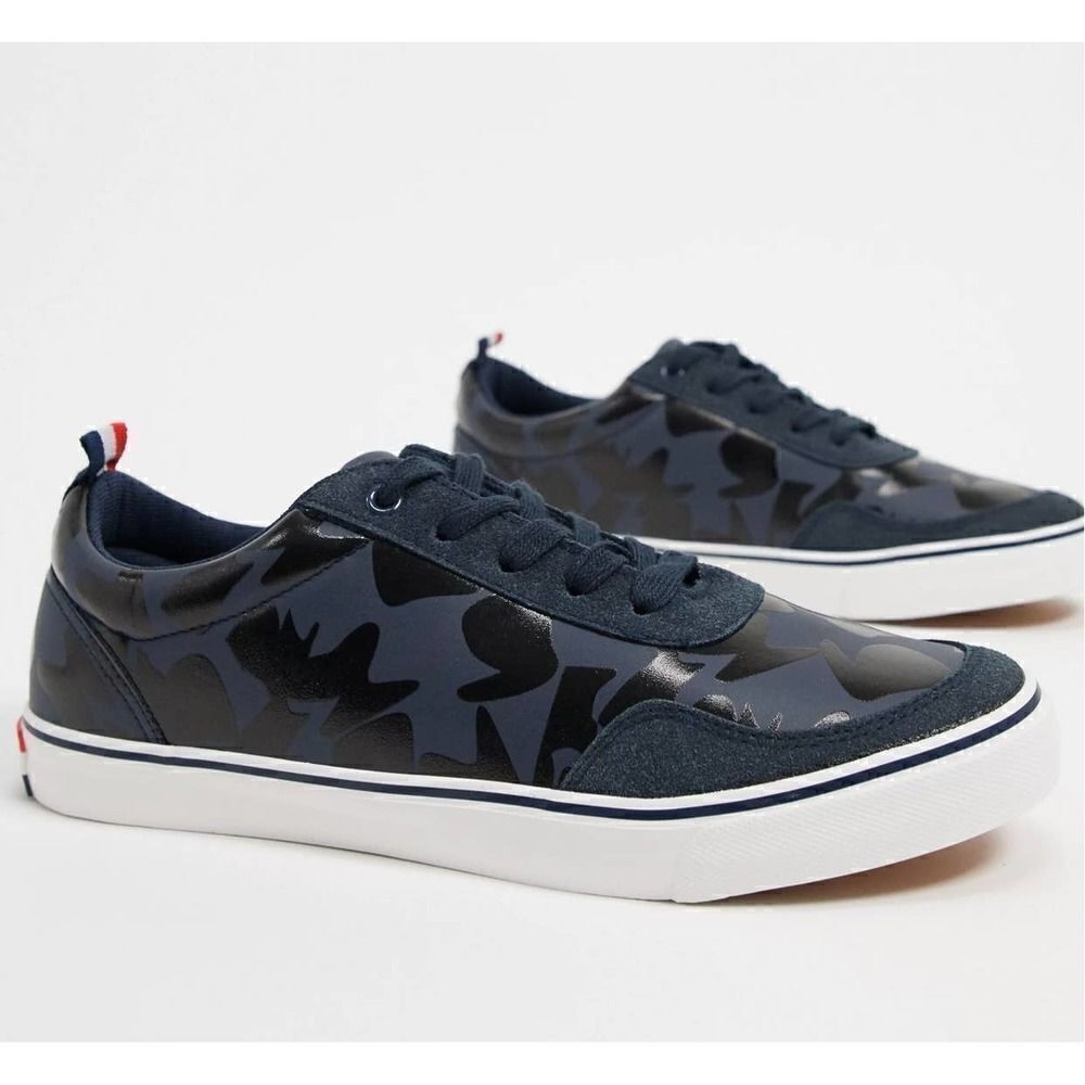 ASOS Le Breve Trainers Classic In Tonal Camo Navy Sneakers Size US 12.5/UK 12
